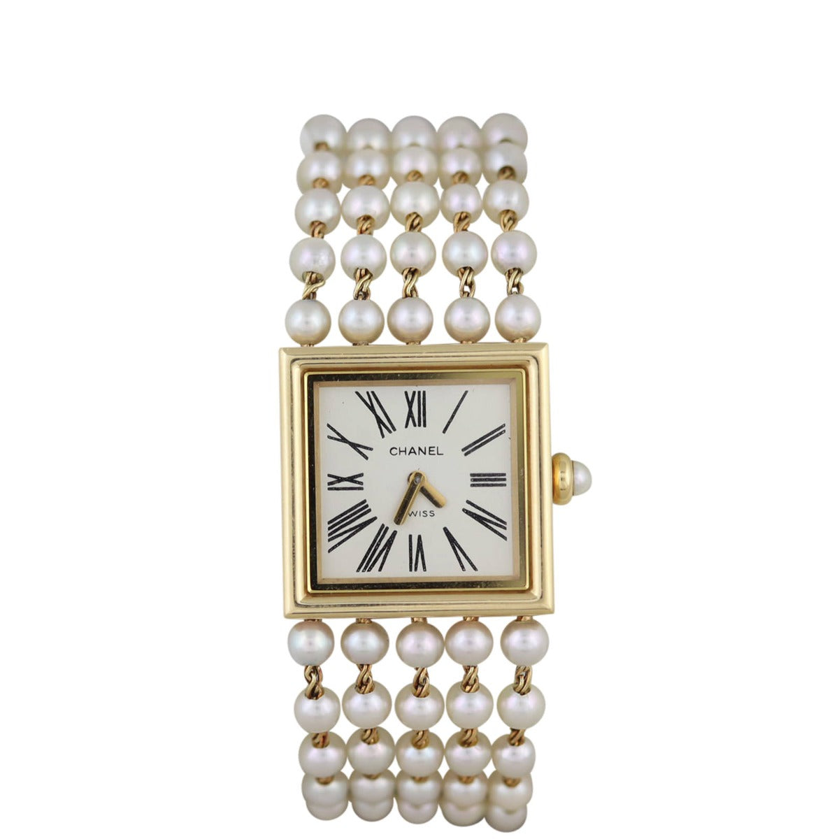 Chanel Mademoiselle Akoya Pearl and Gold Watch Top