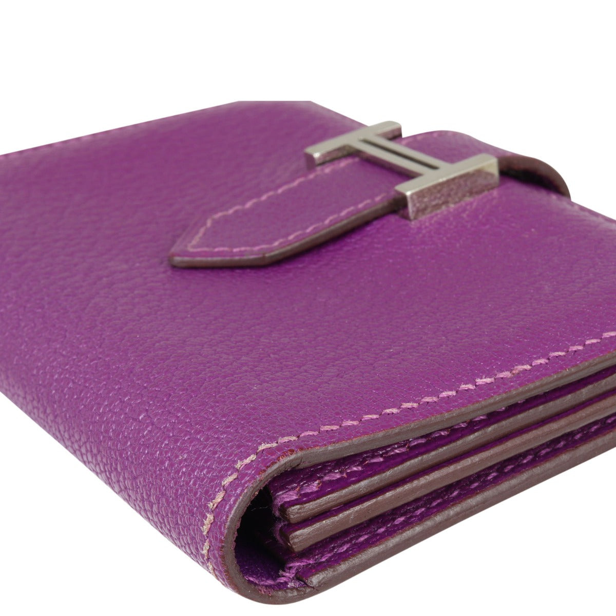 Hermes Bearn Card Holder (purple) Corner Closeup