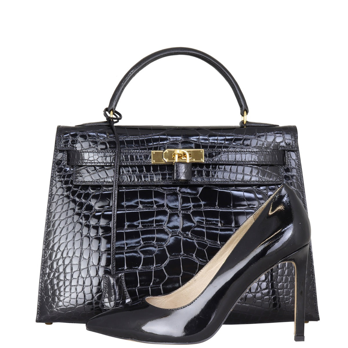 Hermes Kelly 32 Sellier Alligator Shoe