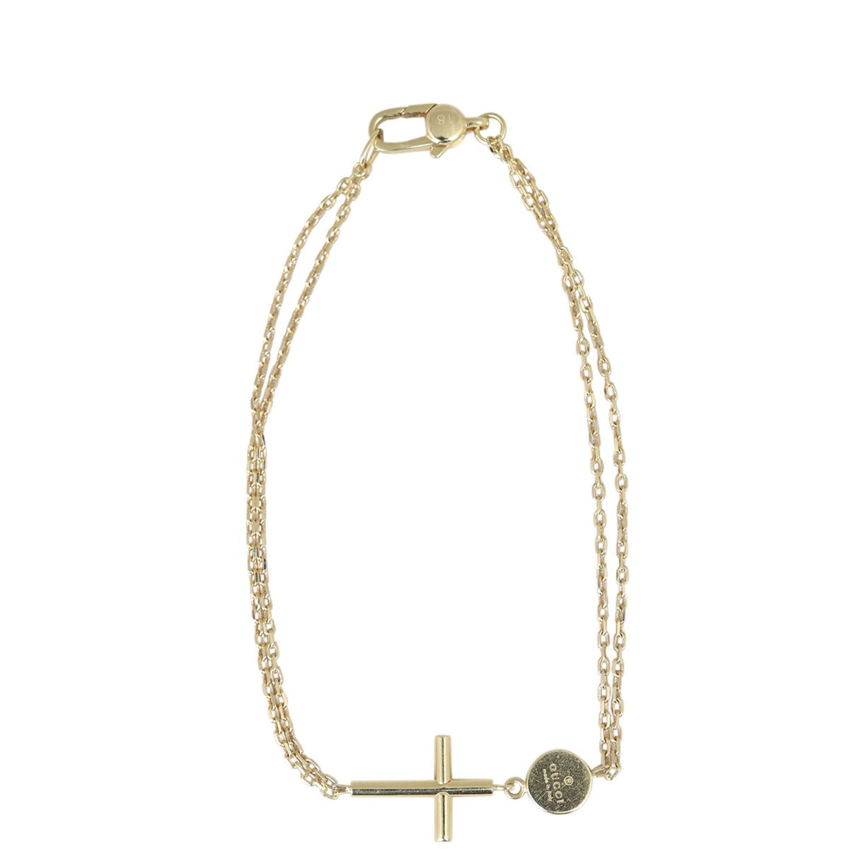 Gucci 18k Yellow Gold Cross Bracelet Front