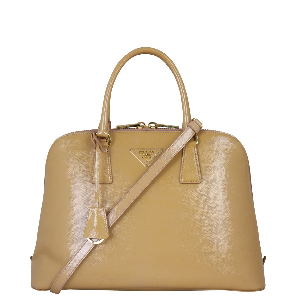 Prada Saffiano Lux Promenade Medium Front Showing Strap