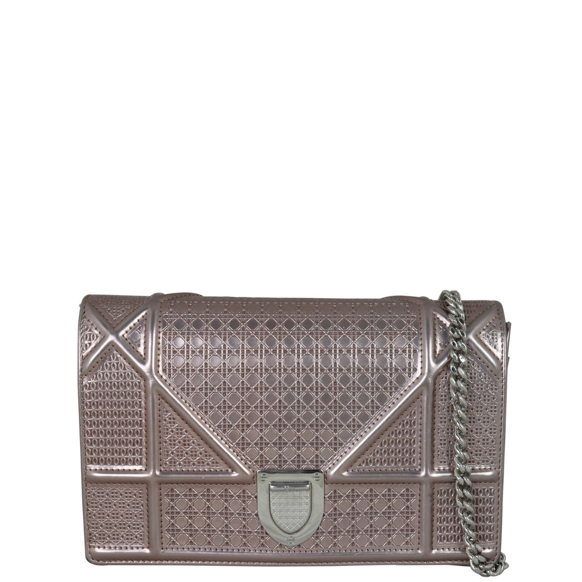 Dior Diorama Wallet on Chain Micro-Cannage Front Showing Chain