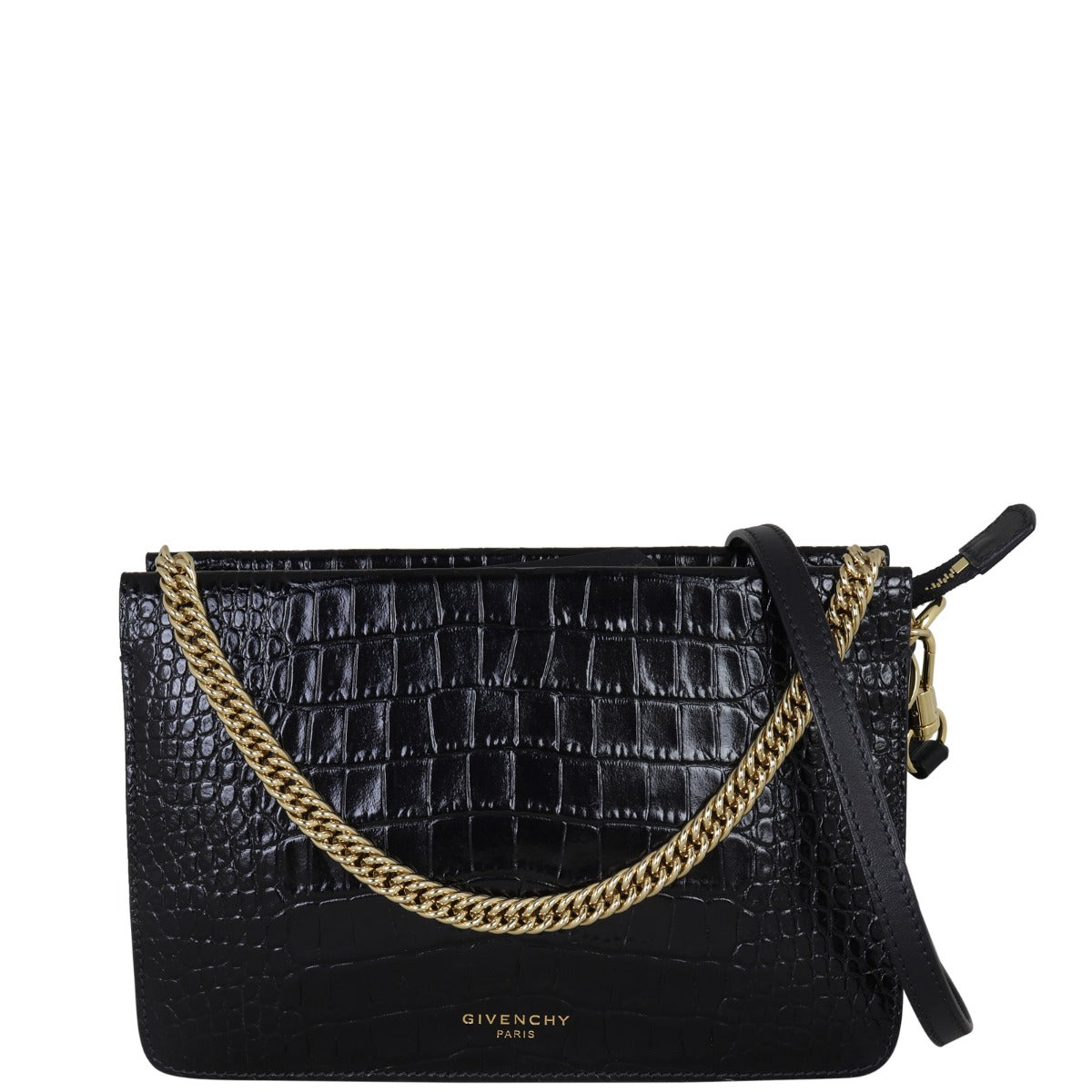 Givenchy Cross3 Crossbody Croc-Embossed Front With Chain