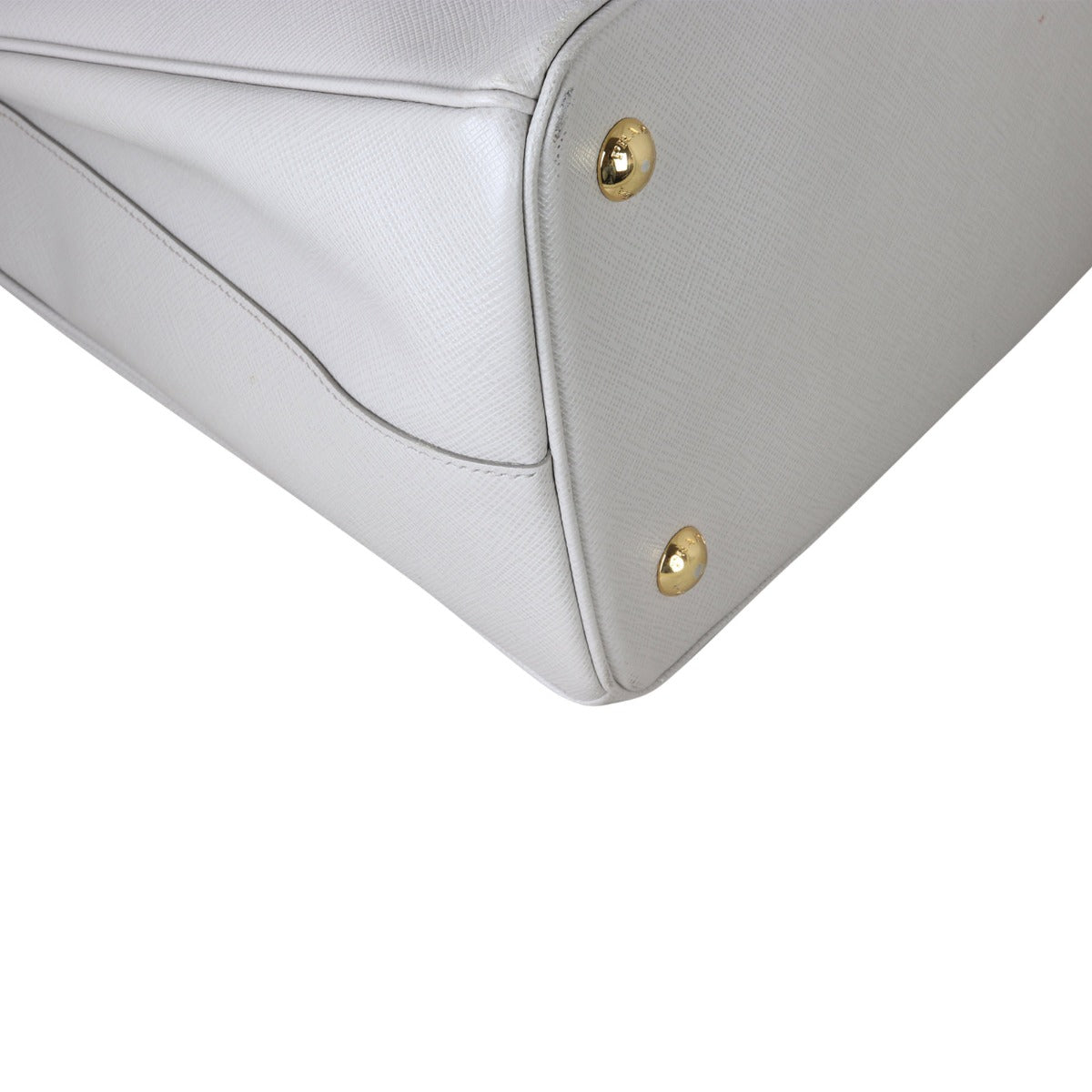 Prada Saffiano Lux Tote Medium (light grey) Corner Close Up