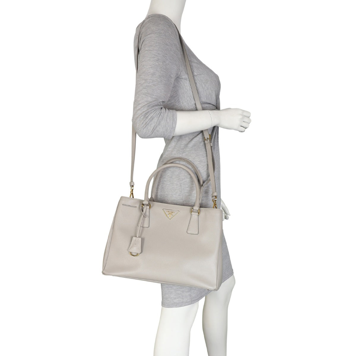 Prada Saffiano Lux Tote Medium (light grey) Mannequin