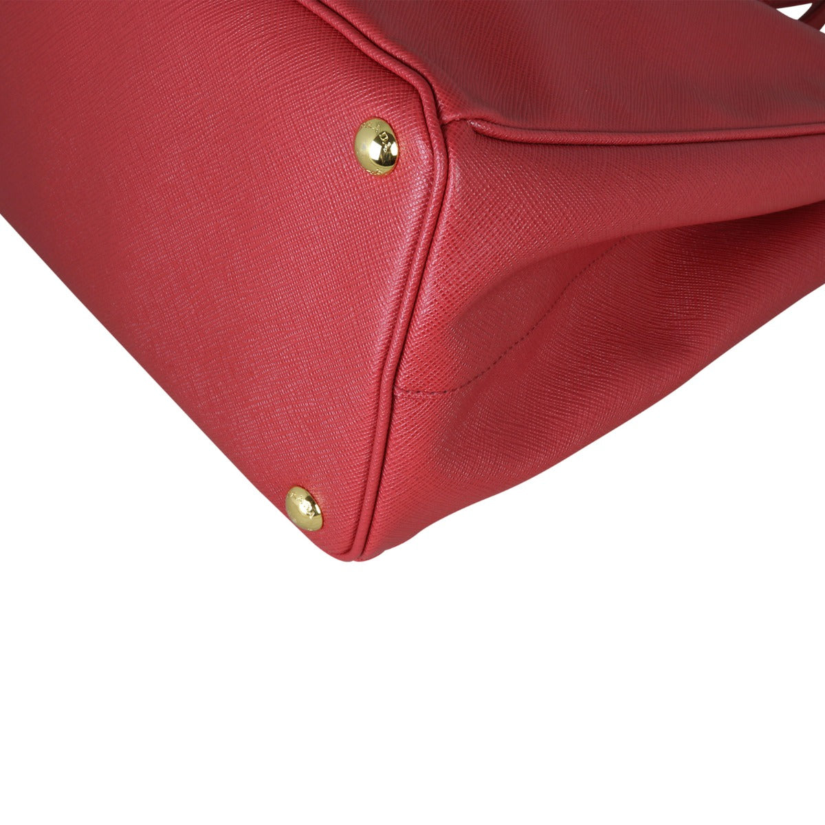 Prada Saffiano Lux Galleria Double Zip Tote Large Corner Close Up