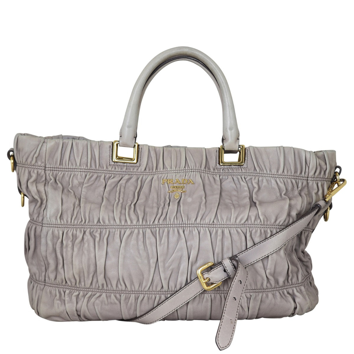 Prada Nappa Gaufre Tote Front With Strap