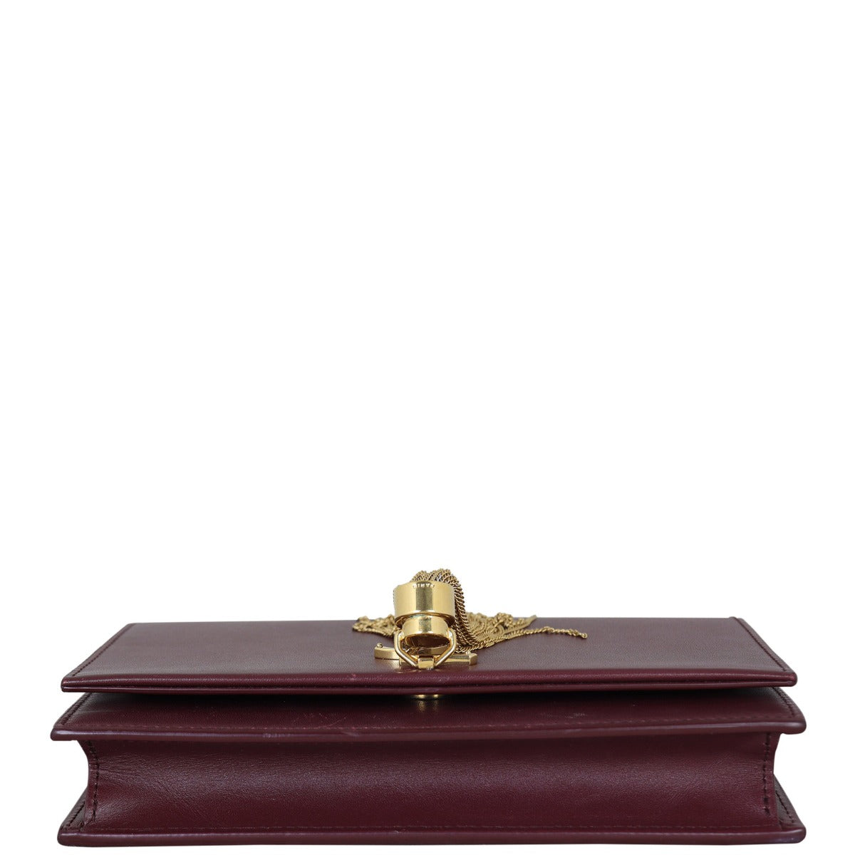 Saint Laurent Kate Tassel Chain Wallet Croc-Embossed Base