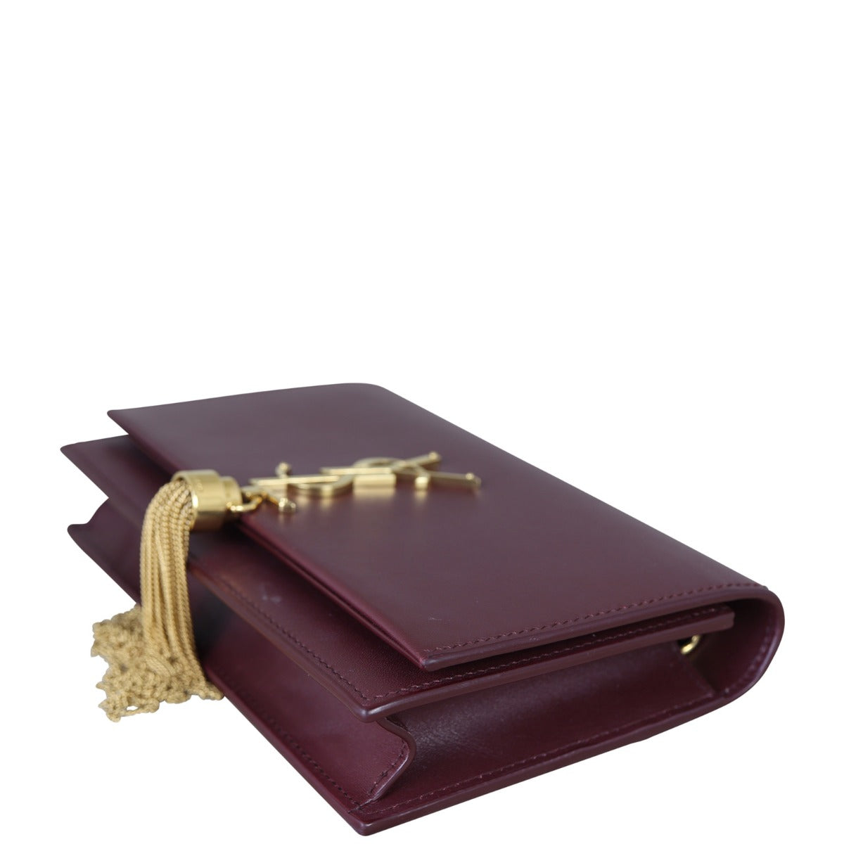 Saint Laurent Kate Tassel Chain Wallet Croc-Embossed Corner Distance