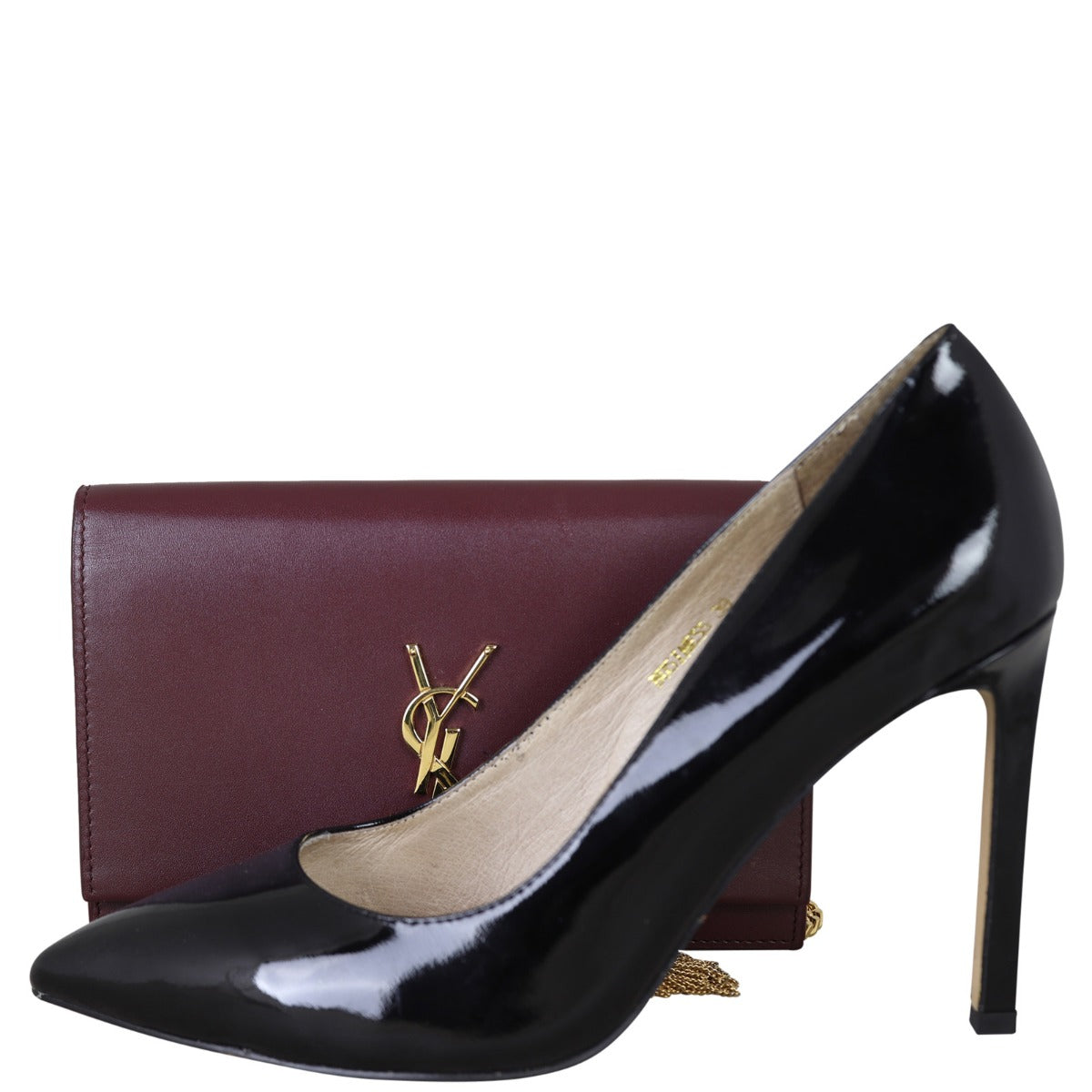 Saint Laurent Kate Tassel Chain Wallet Croc-Embossed Shoe