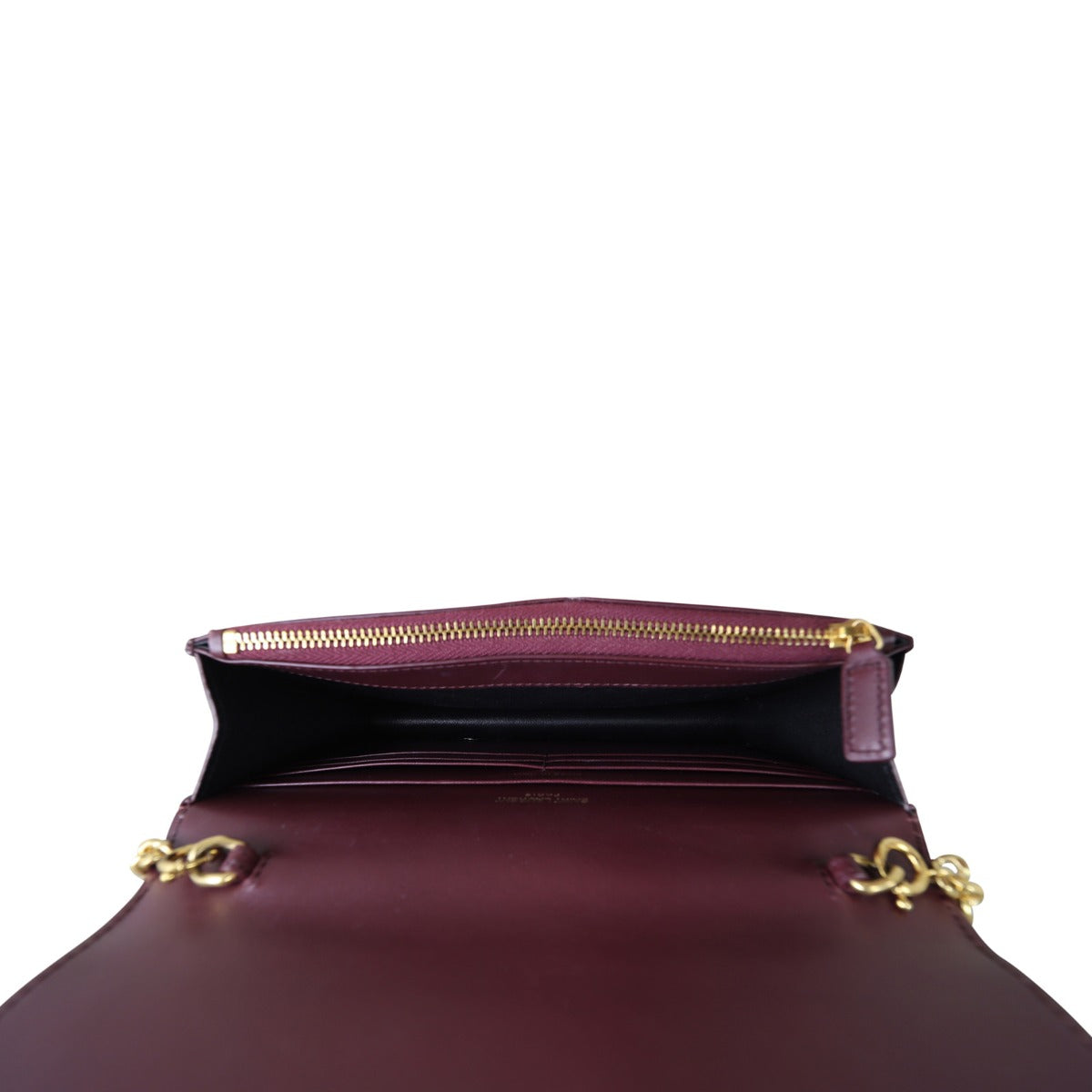 Saint Laurent Kate Tassel Chain Wallet Croc-Embossed Whole Interiro