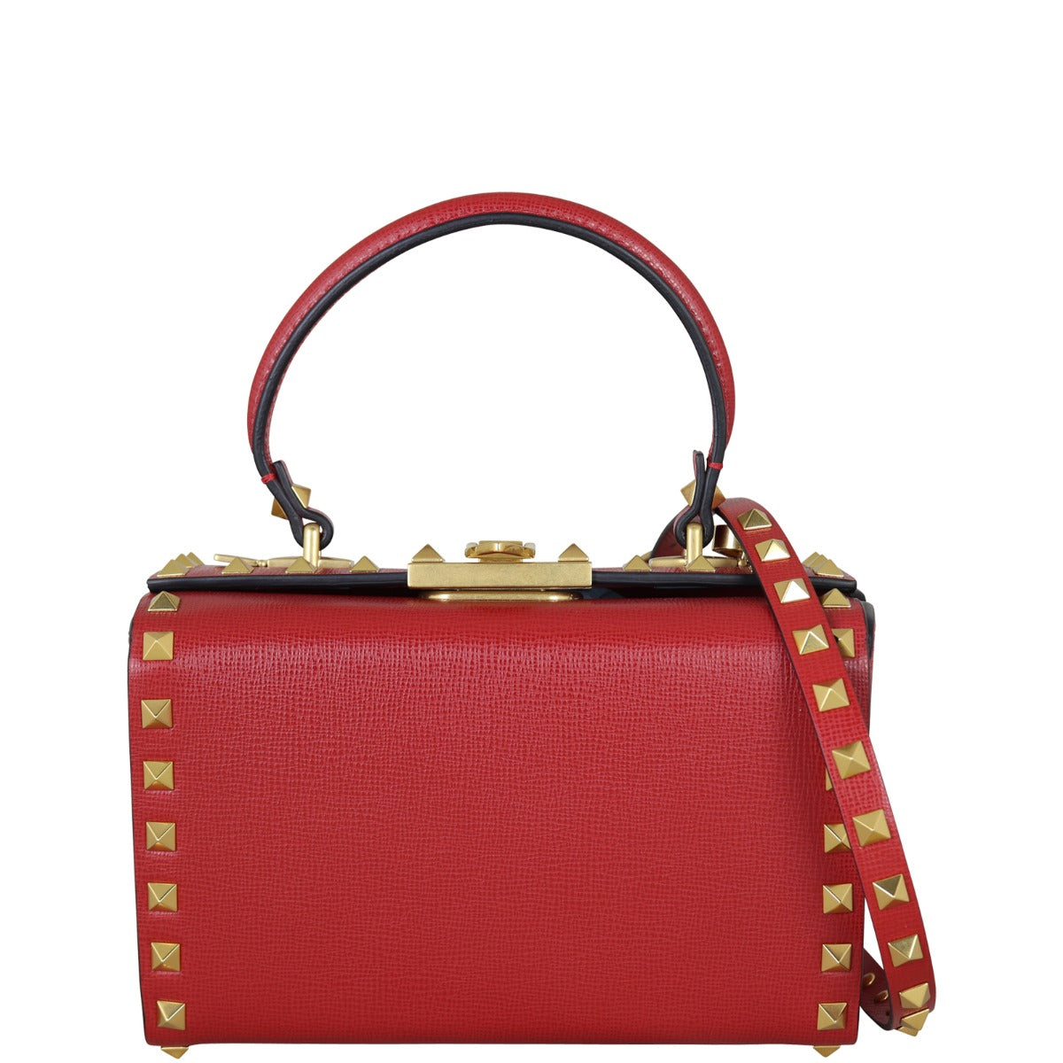 Valentino Rockstud Alcove Box Bag Front with Strap