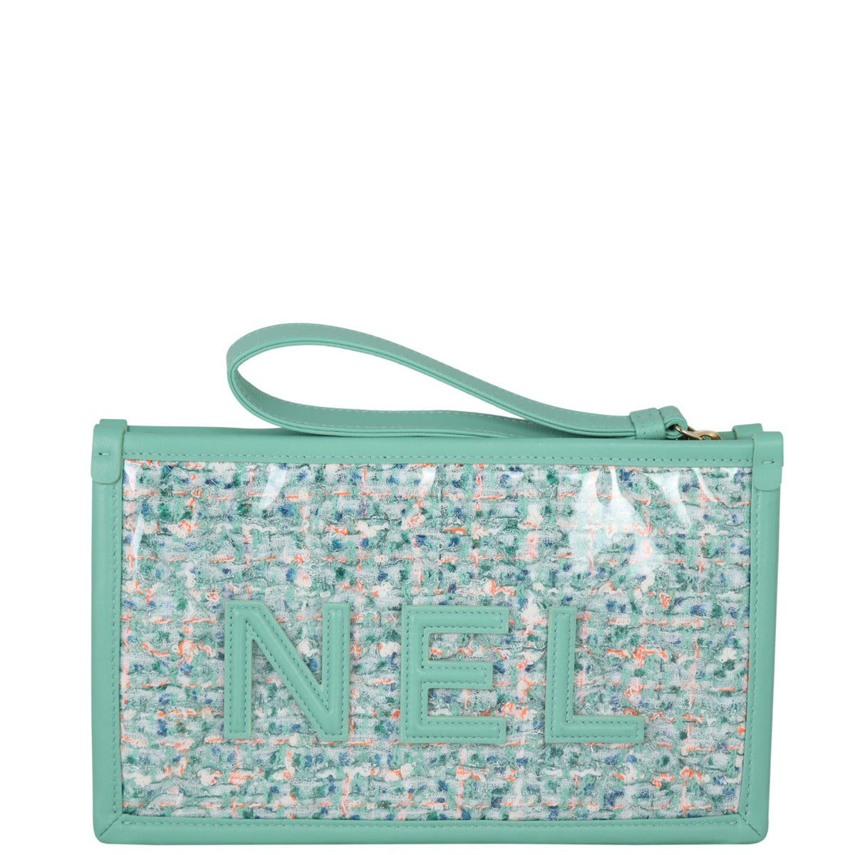 Chanel Logo Tweed Clutch Back