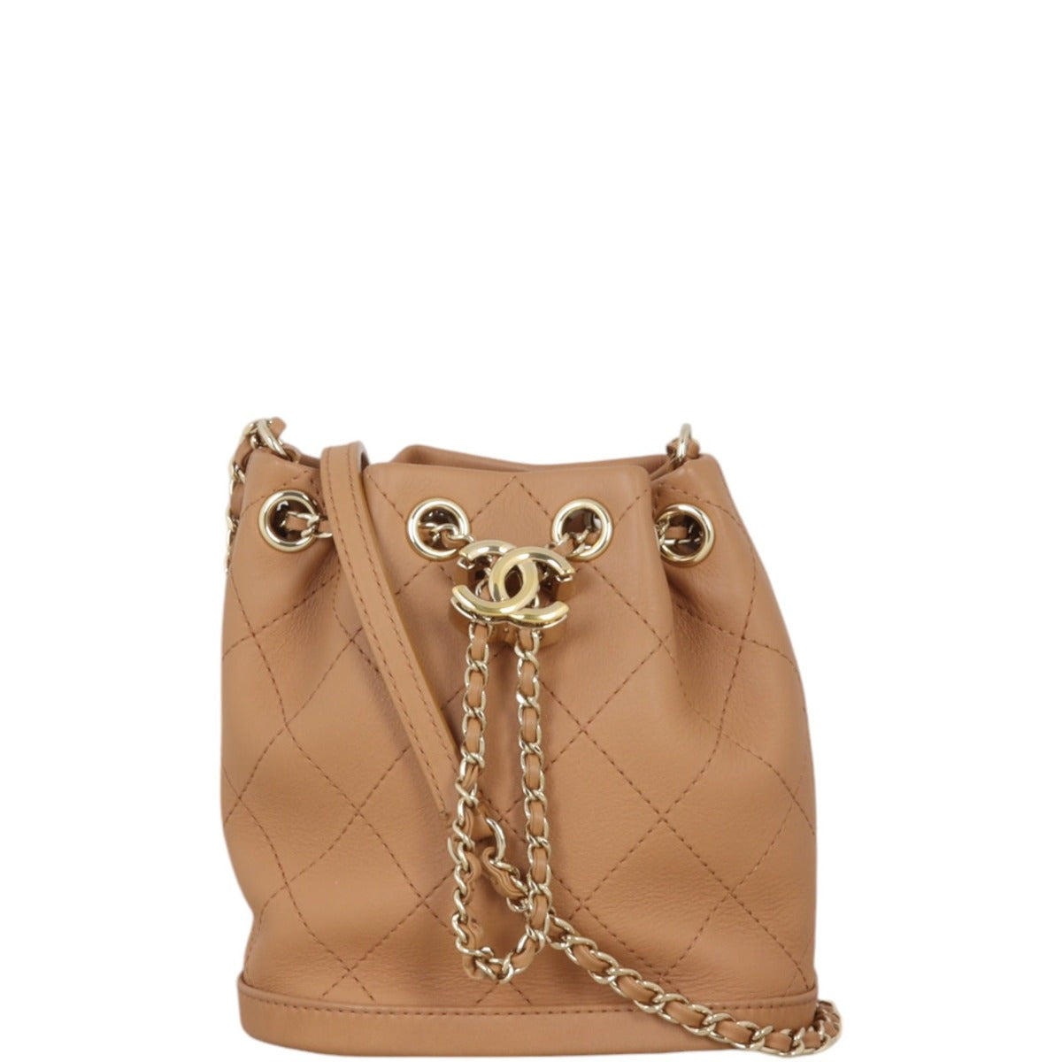 Chanel Quilted CC Drawstring Mini Bucket Bag