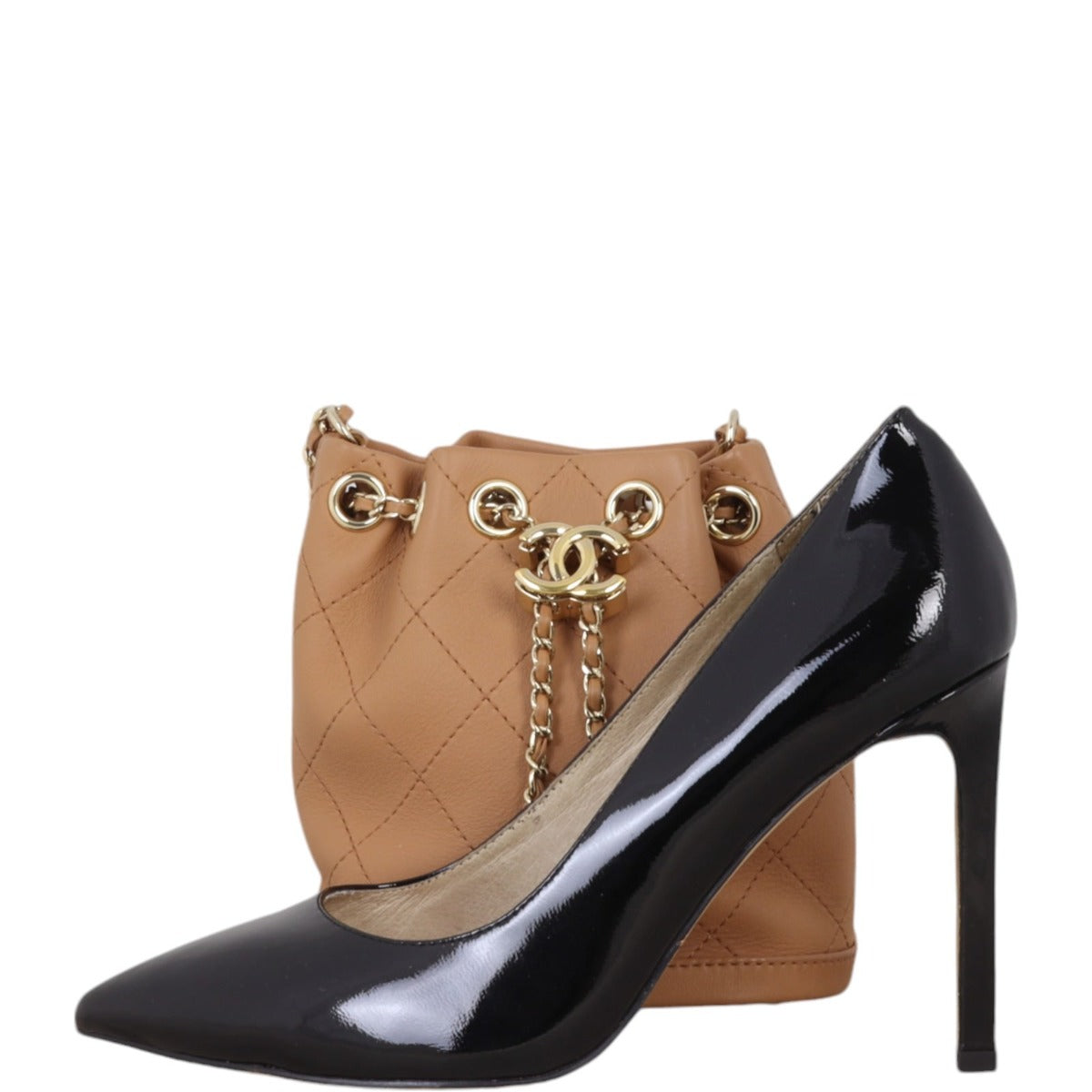 Chanel Quilted CC Drawstring Mini Bucket Bag