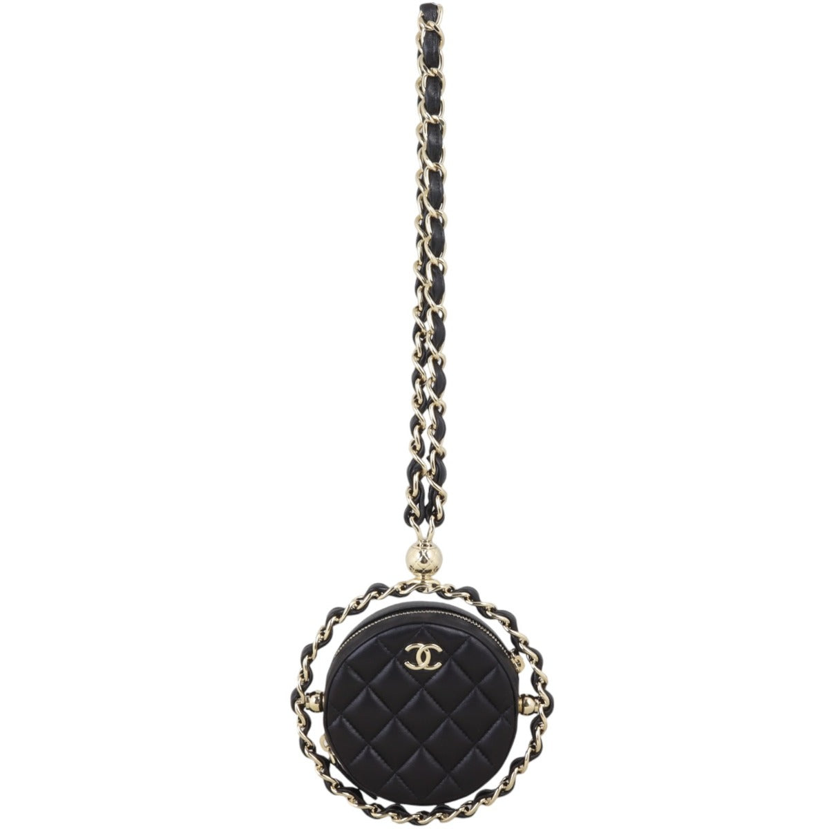 Chanel Frame Chain Around Quilted Round Mini Clutch