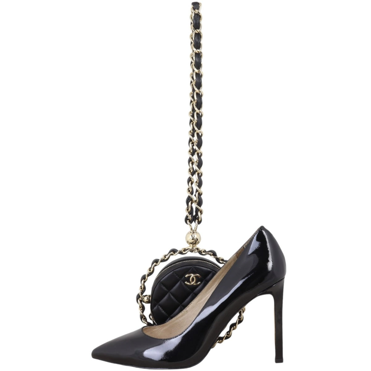 Chanel Frame Chain Around Quilted Round Mini Clutch