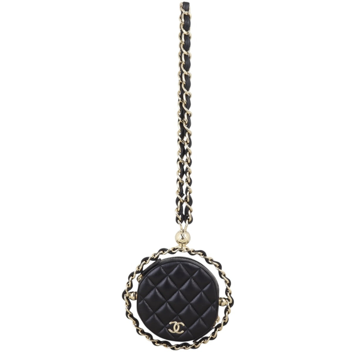 Chanel Frame Chain Around Quilted Round Mini Clutch