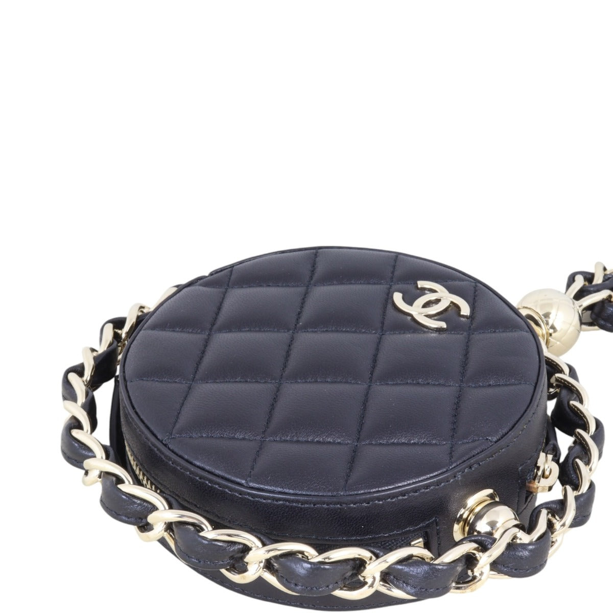 Chanel Frame Chain Around Quilted Round Mini Clutch