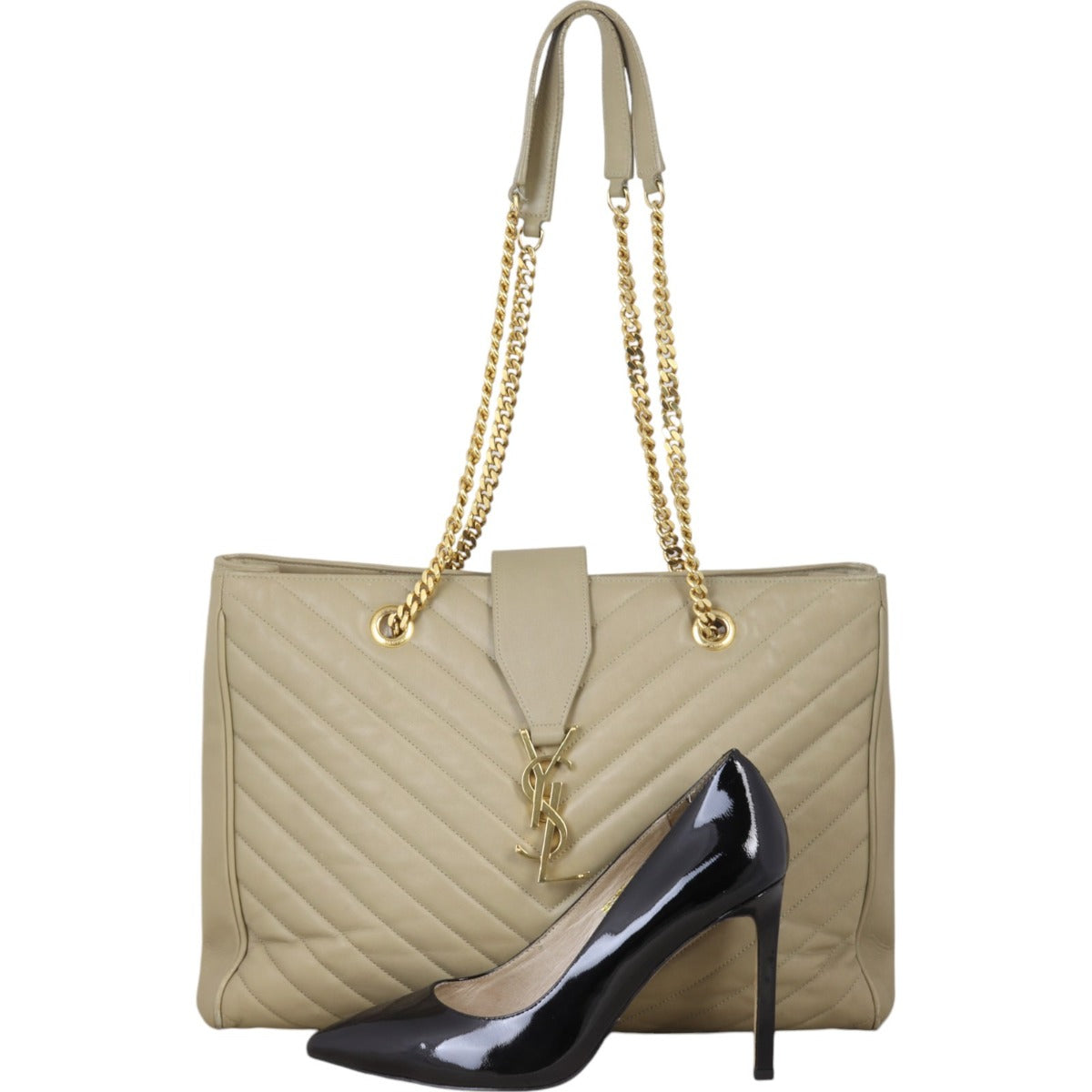 Saint Laurent Chevron Shopping Tote