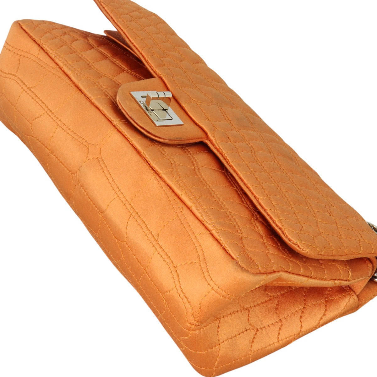 Chanel 2.55 Reissue East West Double Flap Bag Satin Croc-Effect