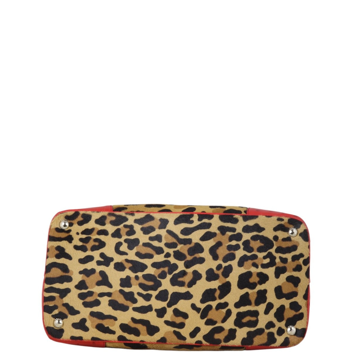 Prada Calf Hair Ostrich Leopard Double Bag Large