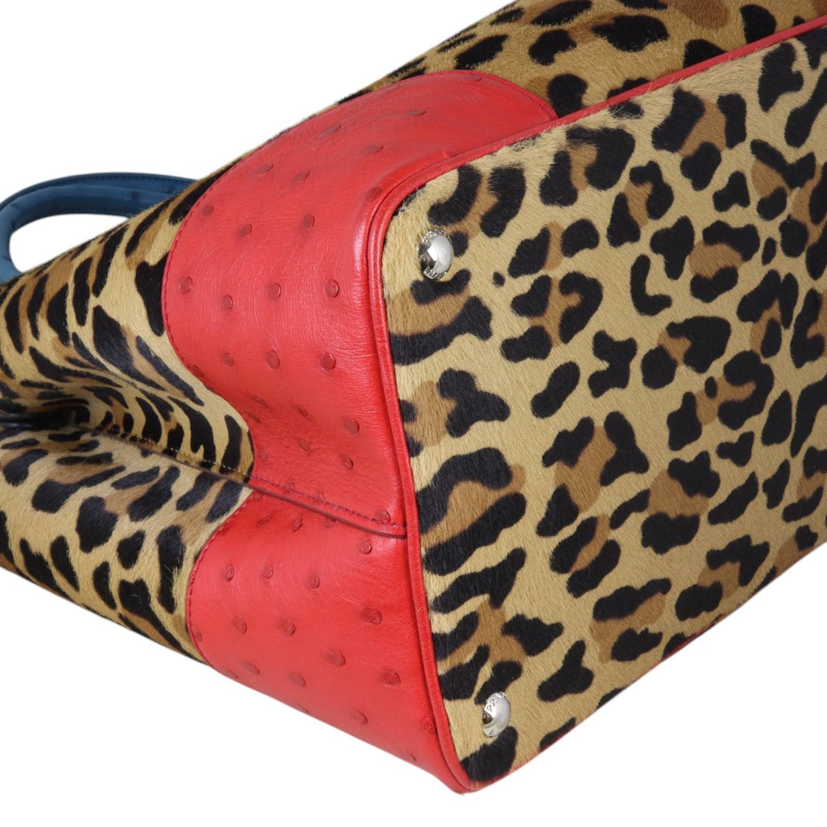 Prada Calf Hair Ostrich Leopard Double Bag Large