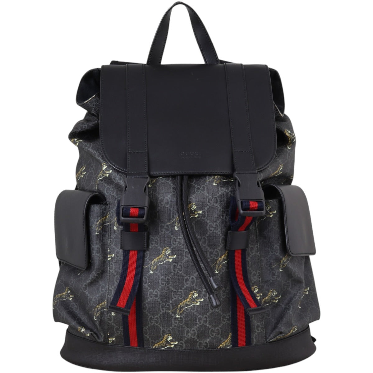 Gucci GG Supreme Double Buckle Backpack