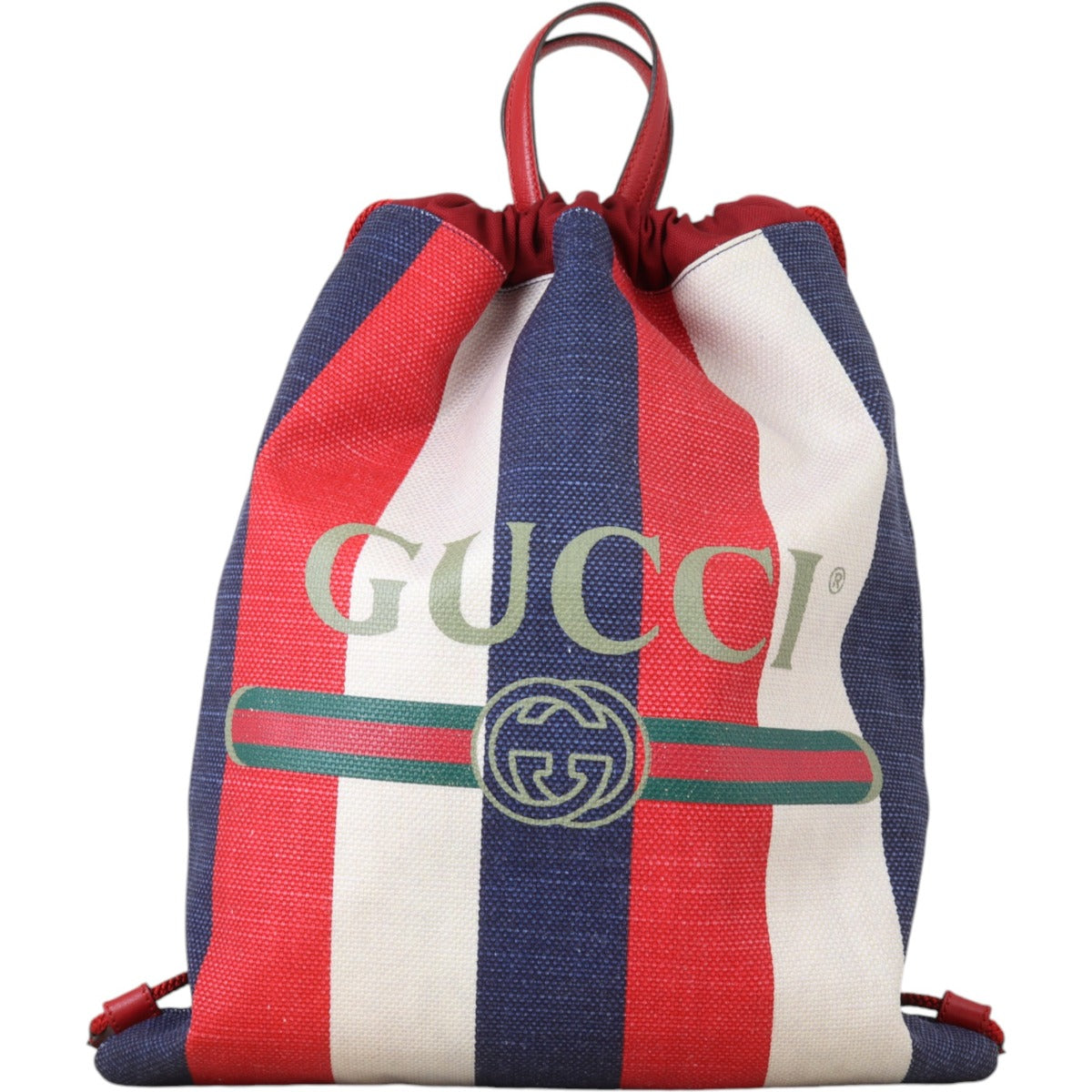 Gucci Logo Striped Drawstring Backpack