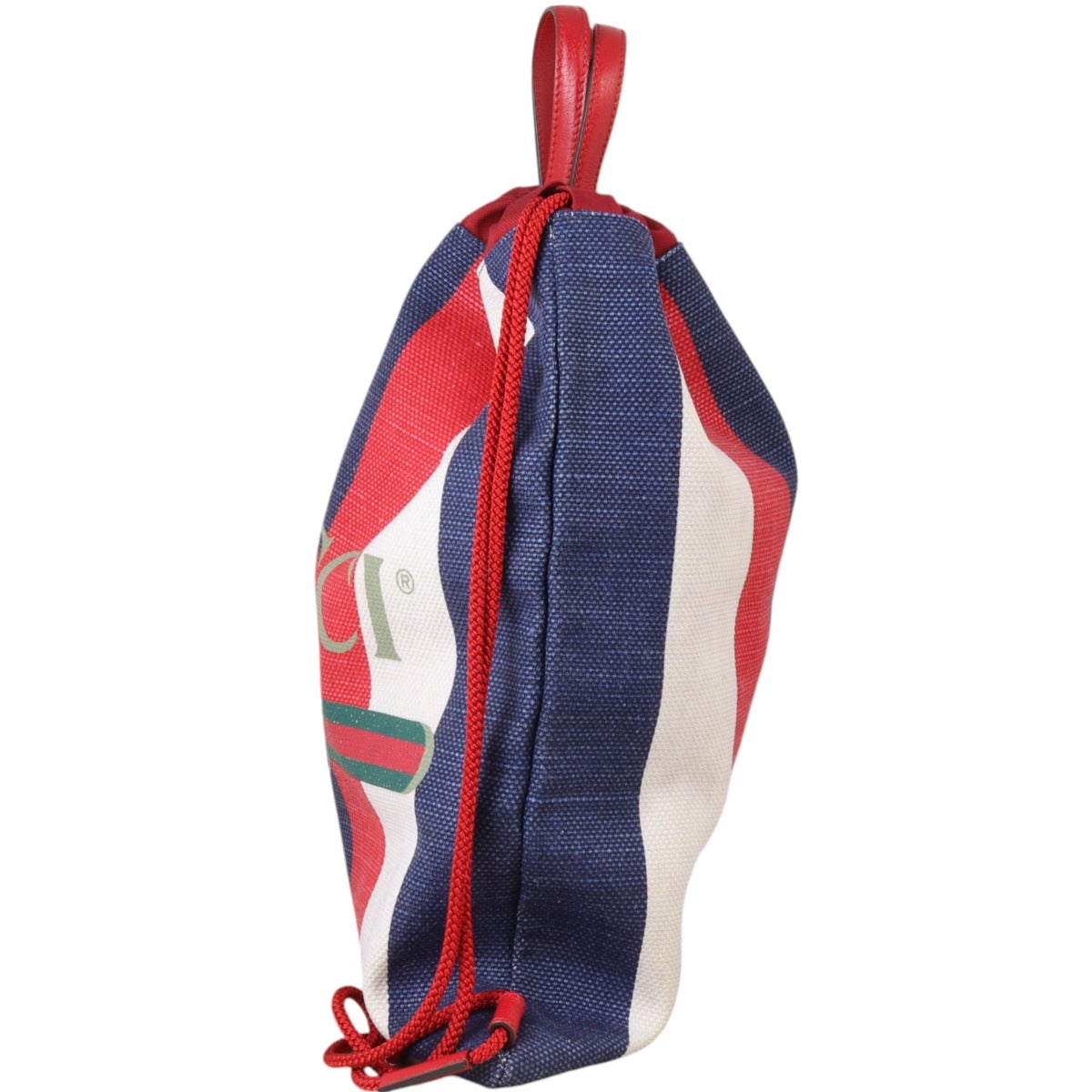 Gucci Logo Striped Drawstring Backpack