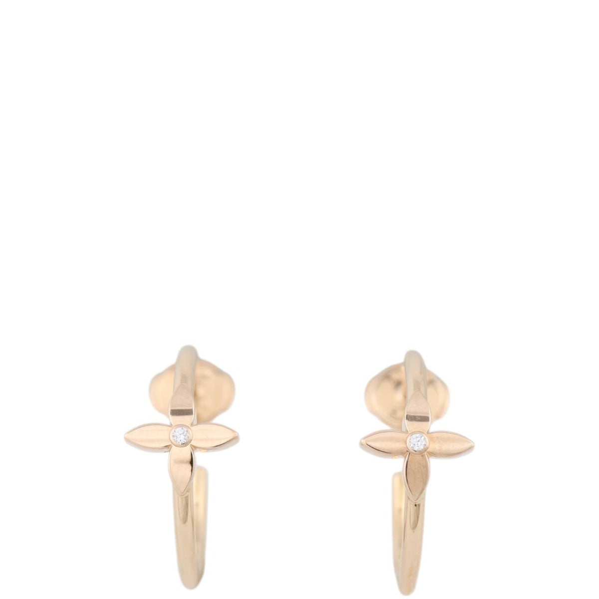 Louis Vuitton Idylle Blossom Diamond 18k Rose Gold Hoop Earrings Small