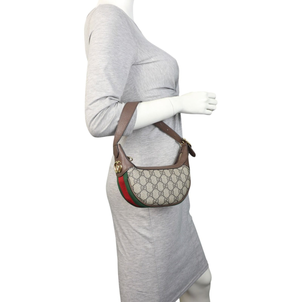Gucci Ophidia GG Supreme Mini Crescent Shoulder Bag