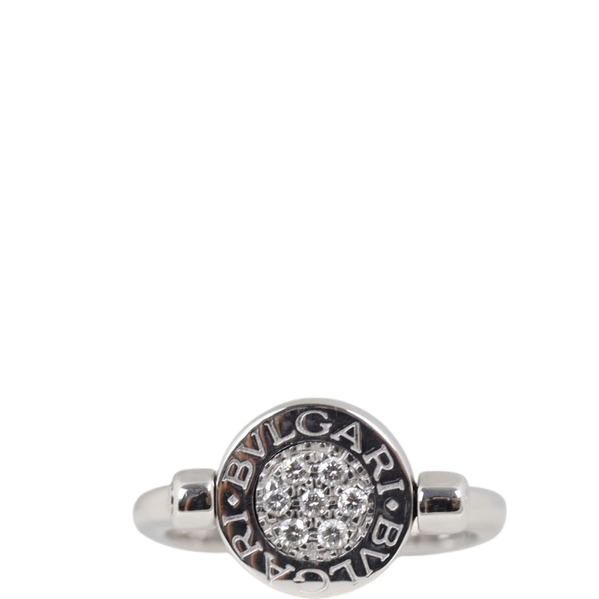 Bvlgari Flip 18k White Gold Onyx and Diamond Ring