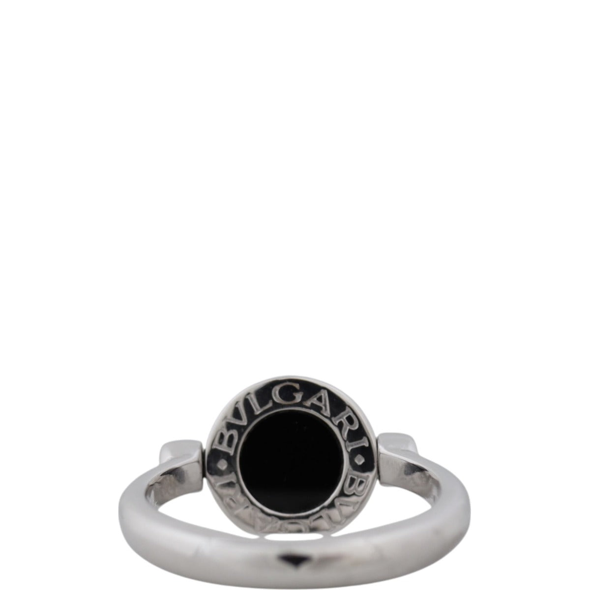 Bvlgari Flip 18k White Gold Onyx and Diamond Ring