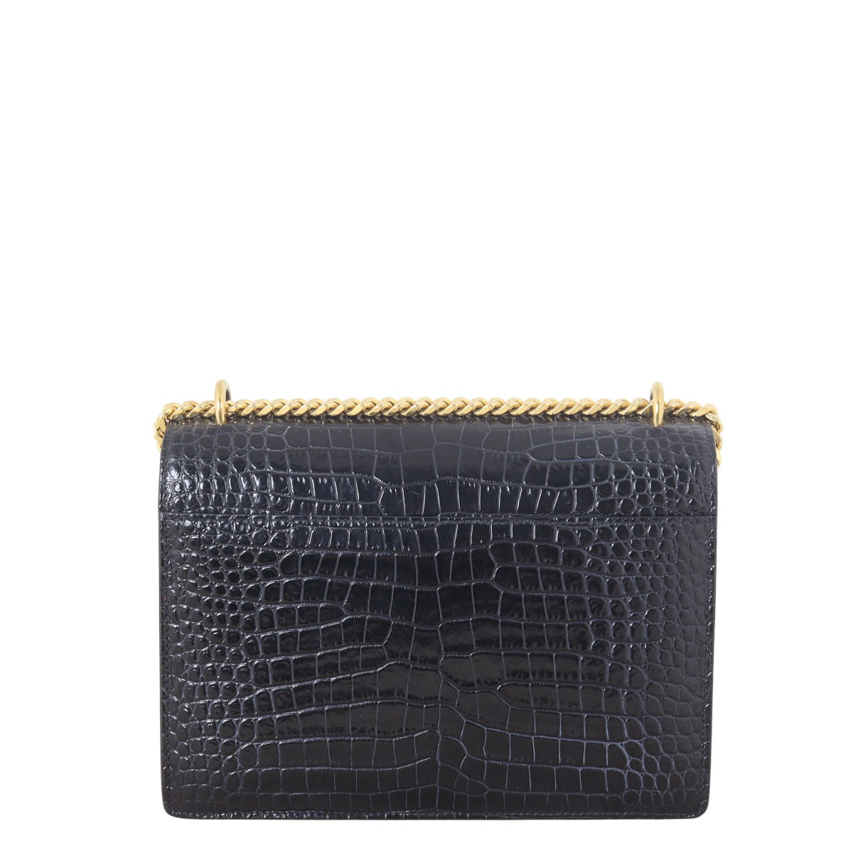 Saint Laurent Sunset Medium Croc-Embossed