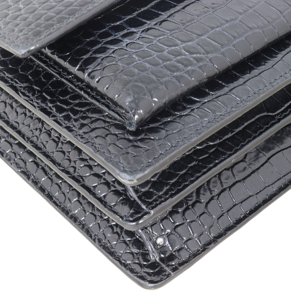 Saint Laurent Sunset Medium Croc-Embossed