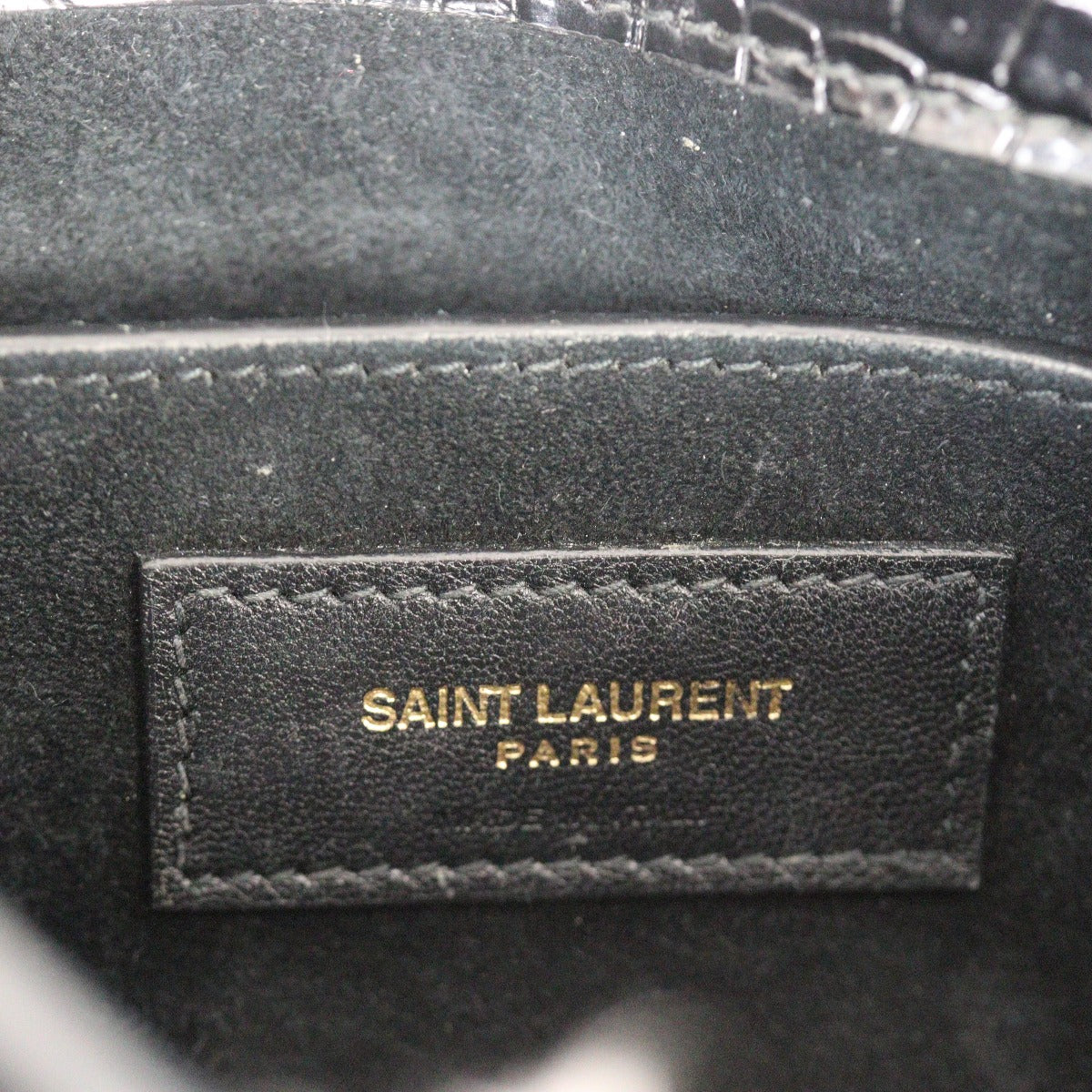 Saint Laurent Sunset Medium Croc-Embossed