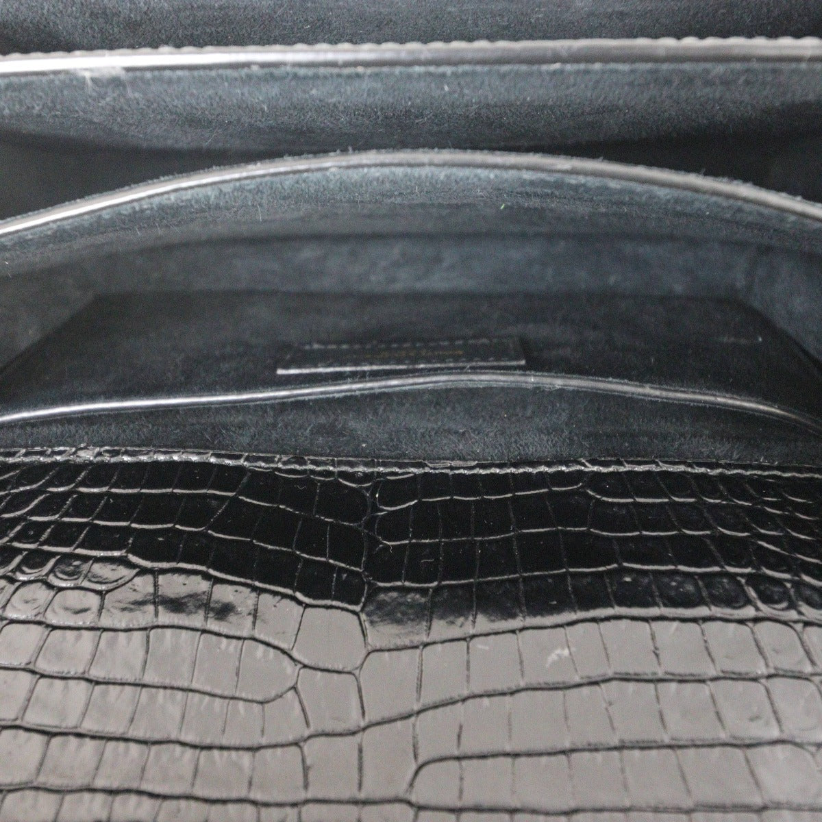 Saint Laurent Sunset Medium Croc-Embossed