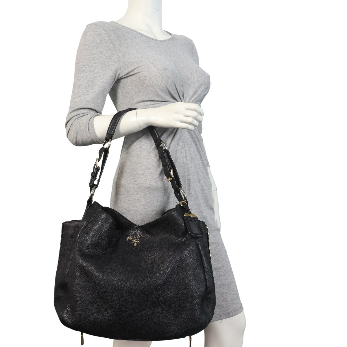 Prada Vitello Daino Side Pocket Hobo