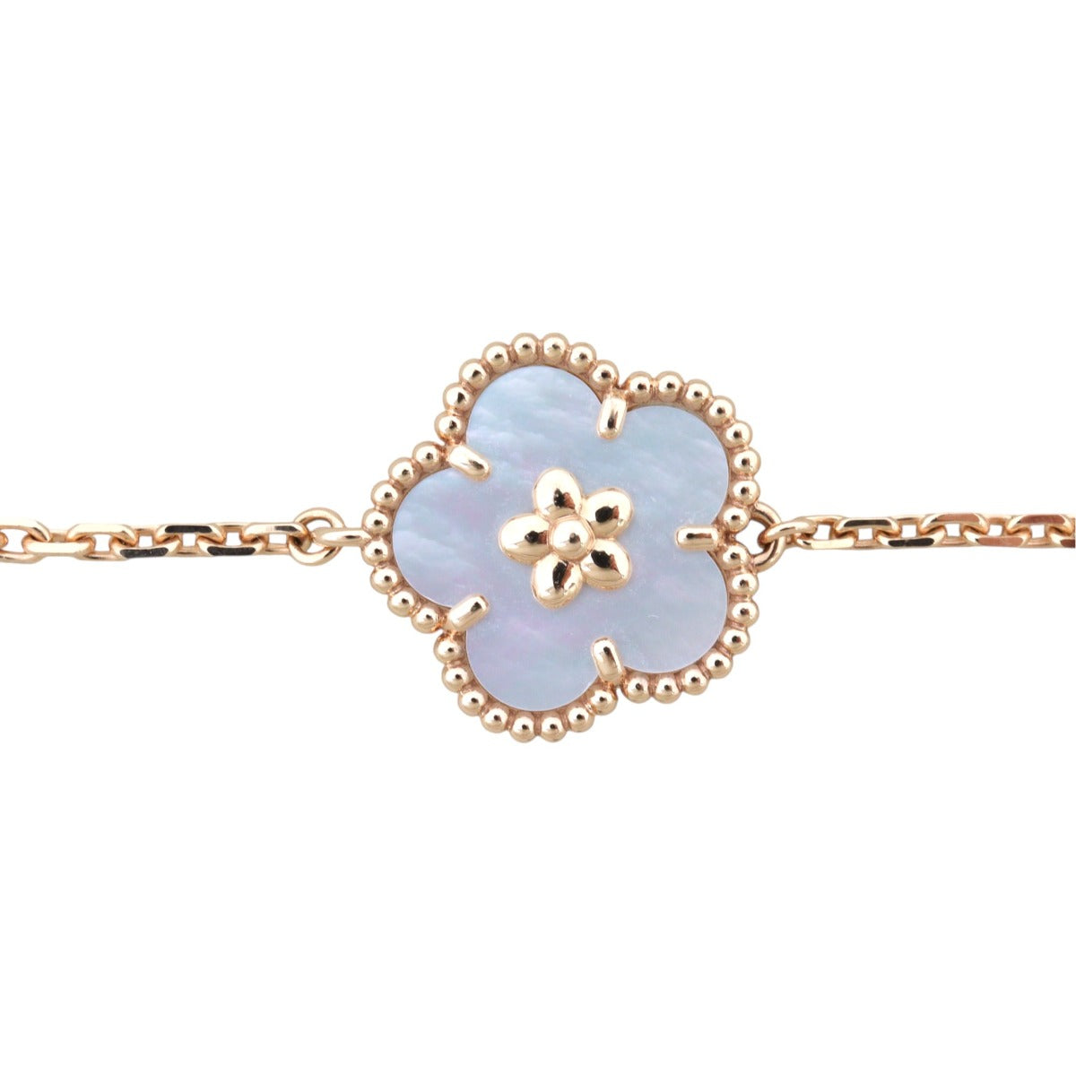 Van Cleef & Arpels Lucky Spring Plum Blossom Mother of Pearl 18k Rose Gold Bracelet