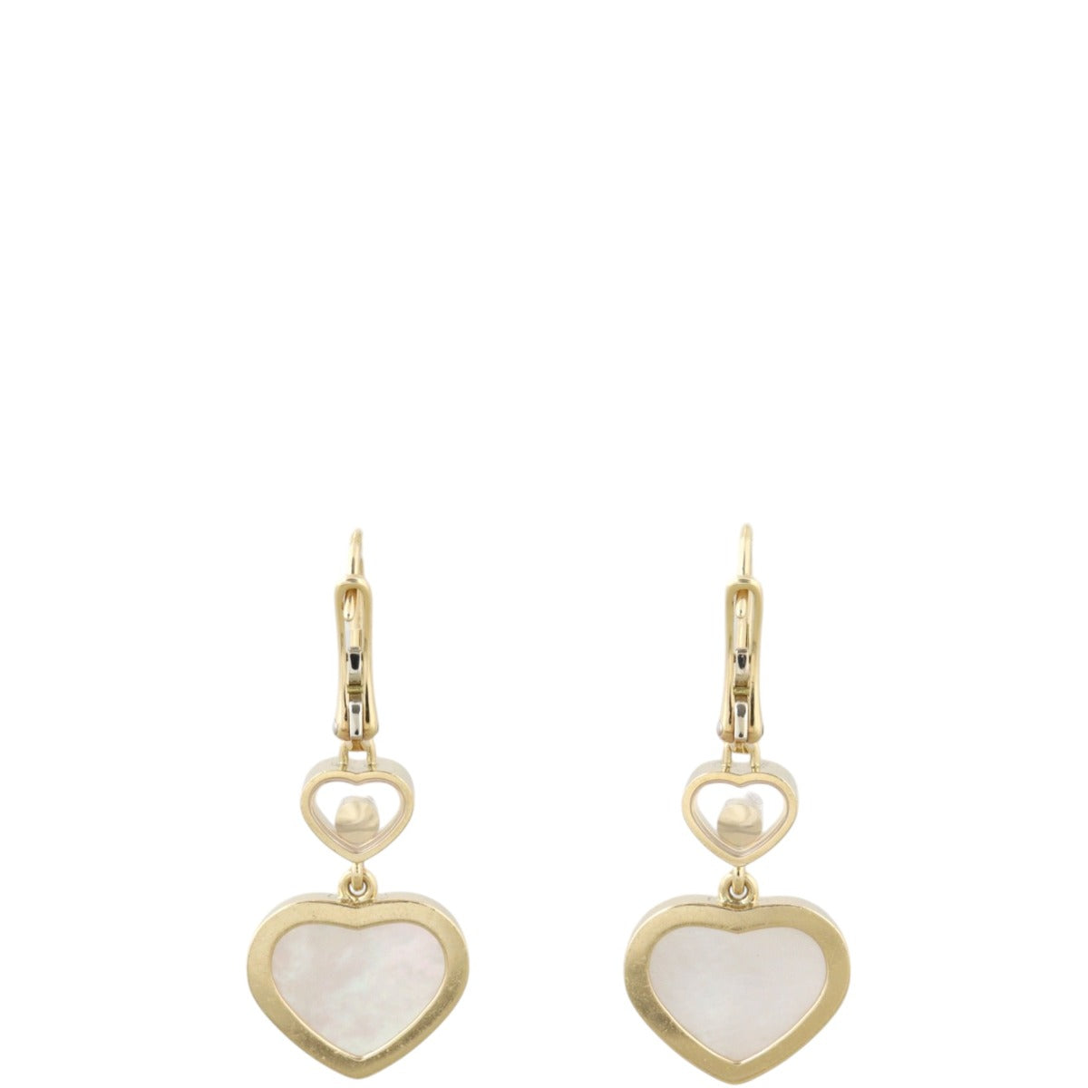 Chopard Happy Hearts Diamond Mother of Pearl 18k Yellow Gold Drop Earrings