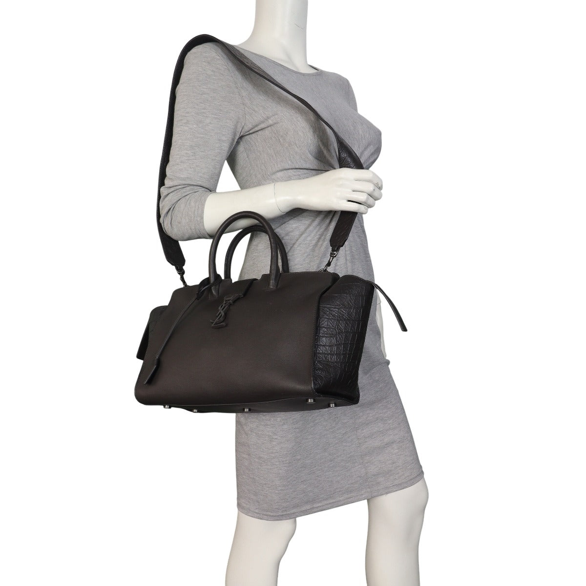 Saint Laurent Downtown Cabas Croc-Embossed