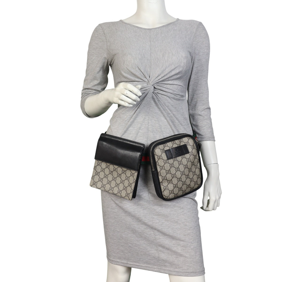 Gucci GG Supreme Double Pocket Belt Bag