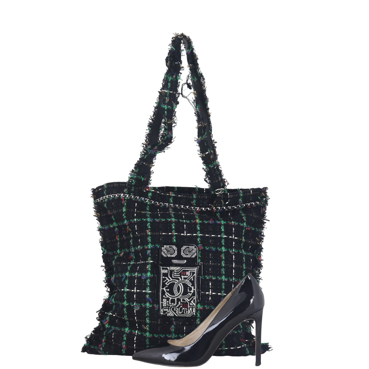 Chanel Resin Robot Tweed Shopping Tote