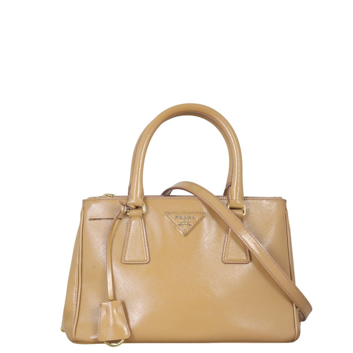 Prada Saffiano Vernice Galleria Double Zip Tote Small