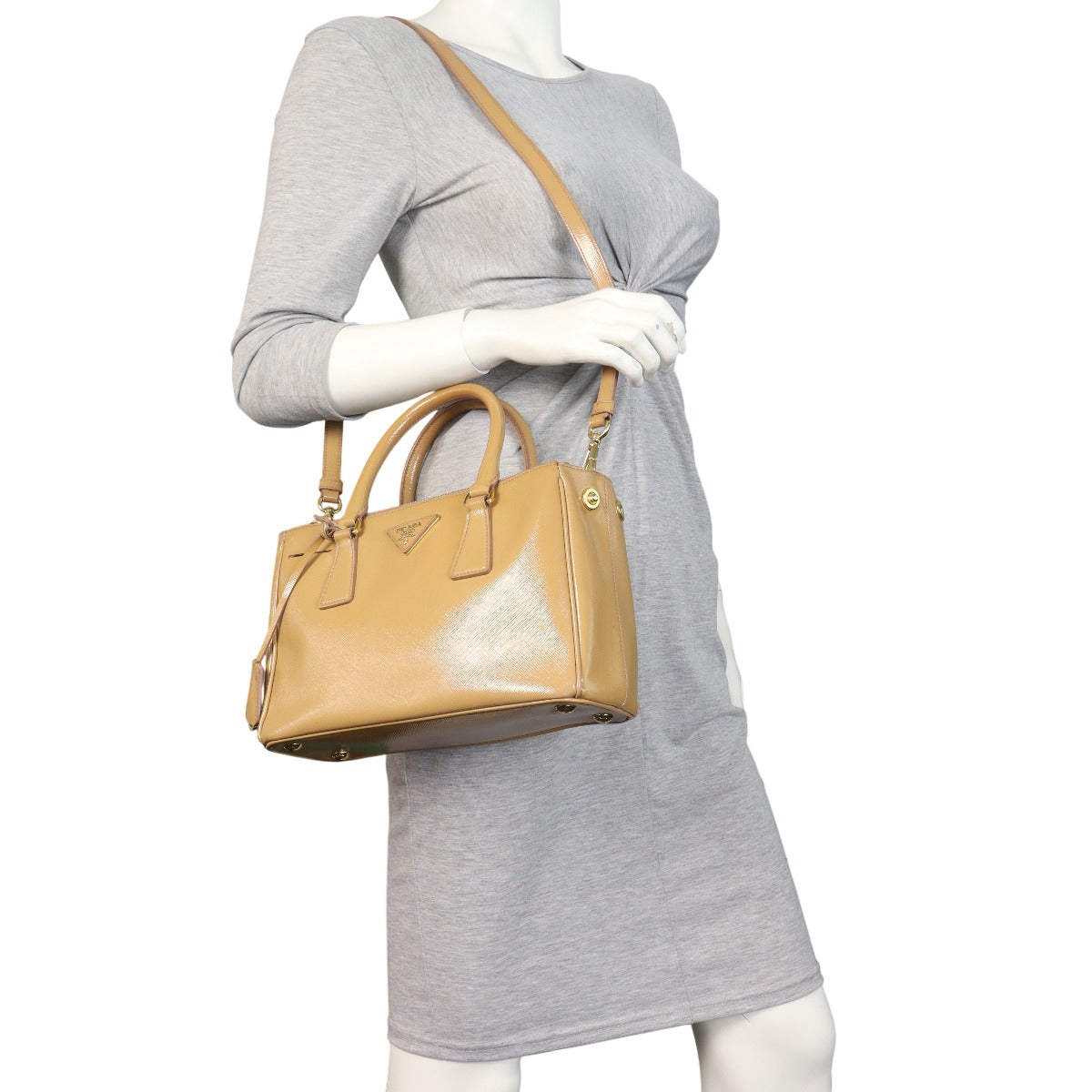 Prada Saffiano Vernice Galleria Double Zip Tote Small