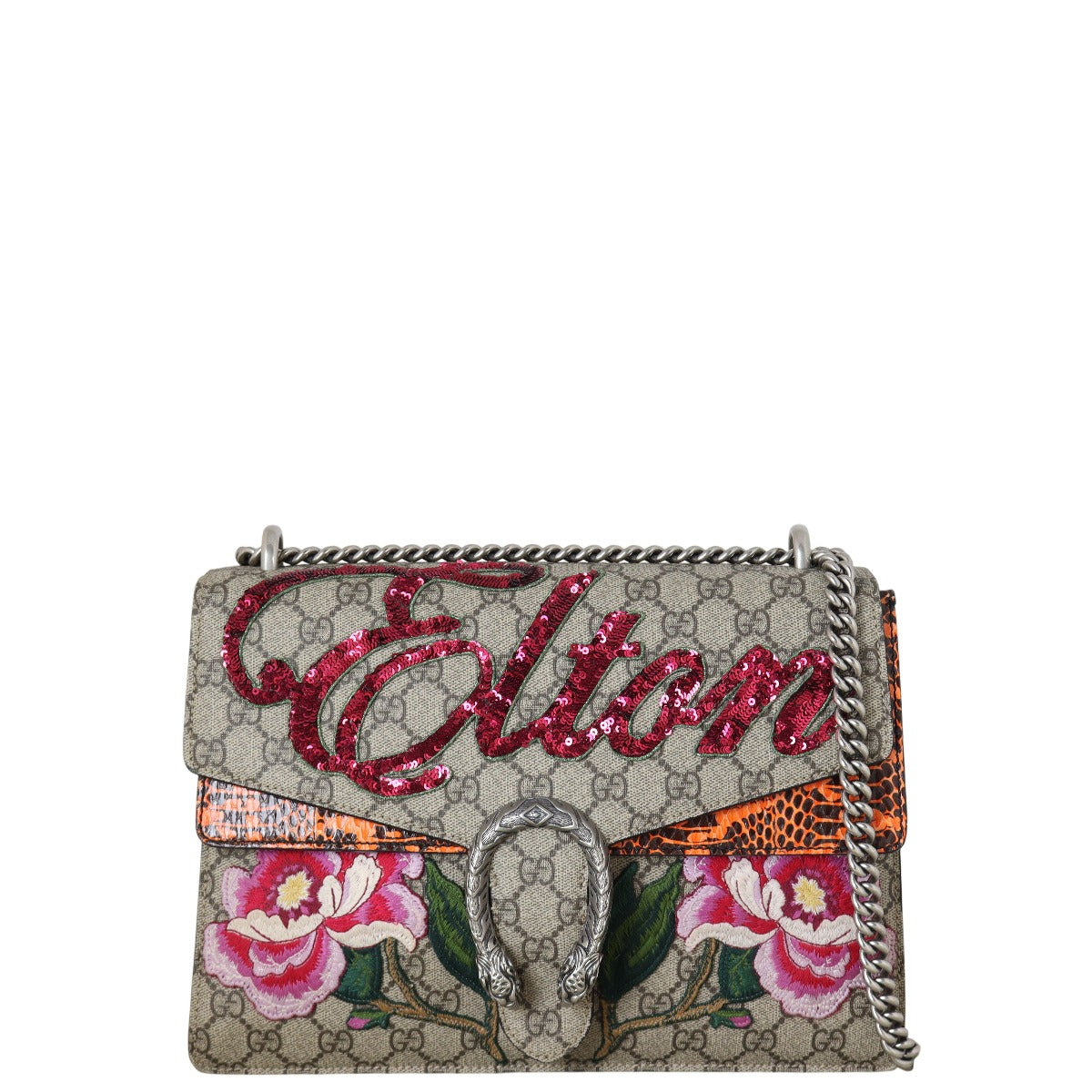 Gucci Dionysus GG Supreme Elton Embroidered Medium Shoulder Bag
