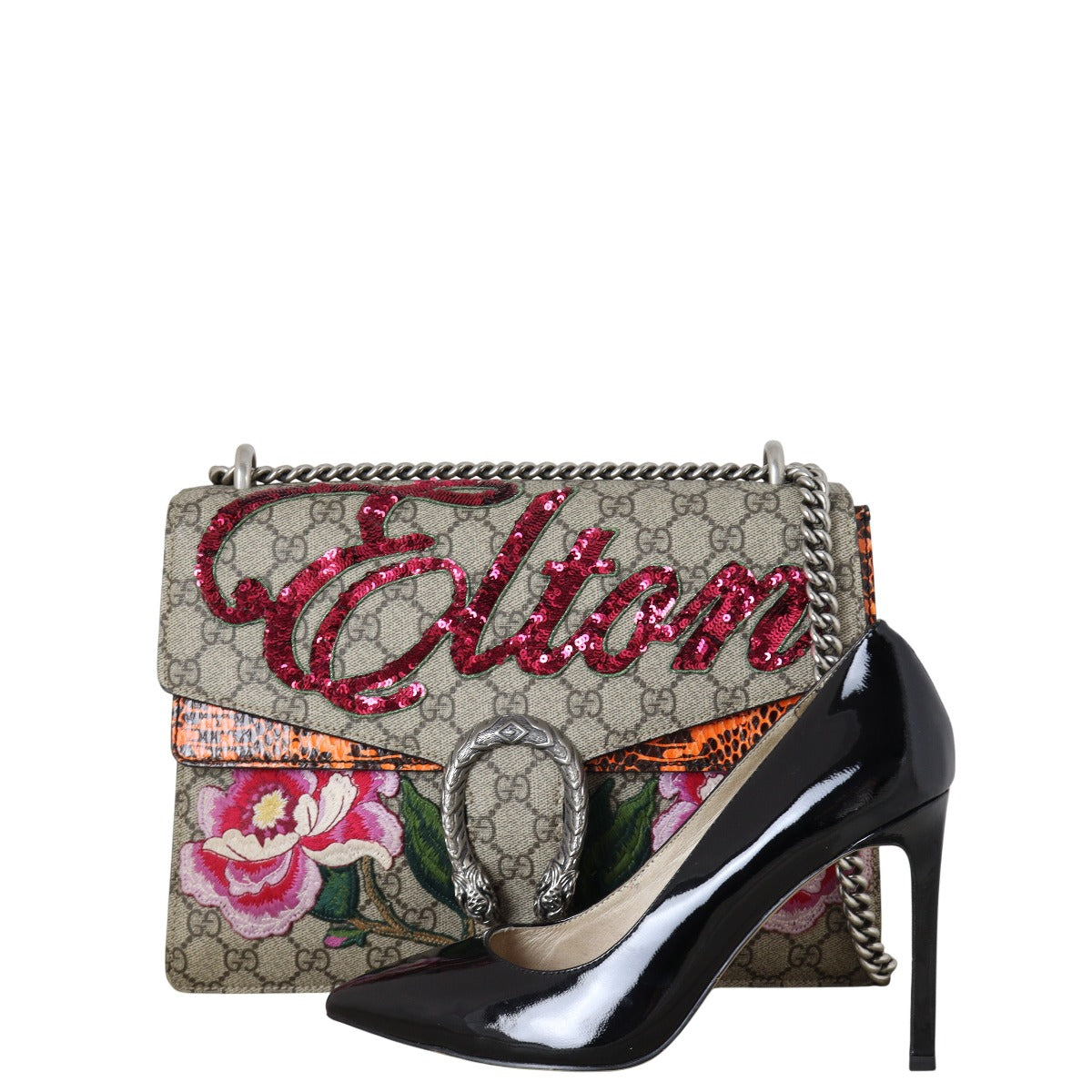 Gucci Dionysus GG Supreme Elton Embroidered Medium Shoulder Bag