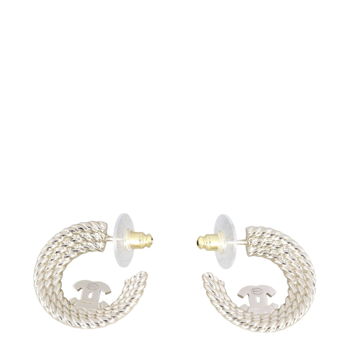 Chanel CC Crystal Hoop Earrings
