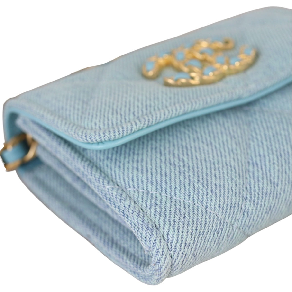 Chanel 19 Flap Card Holder on Chain Denim